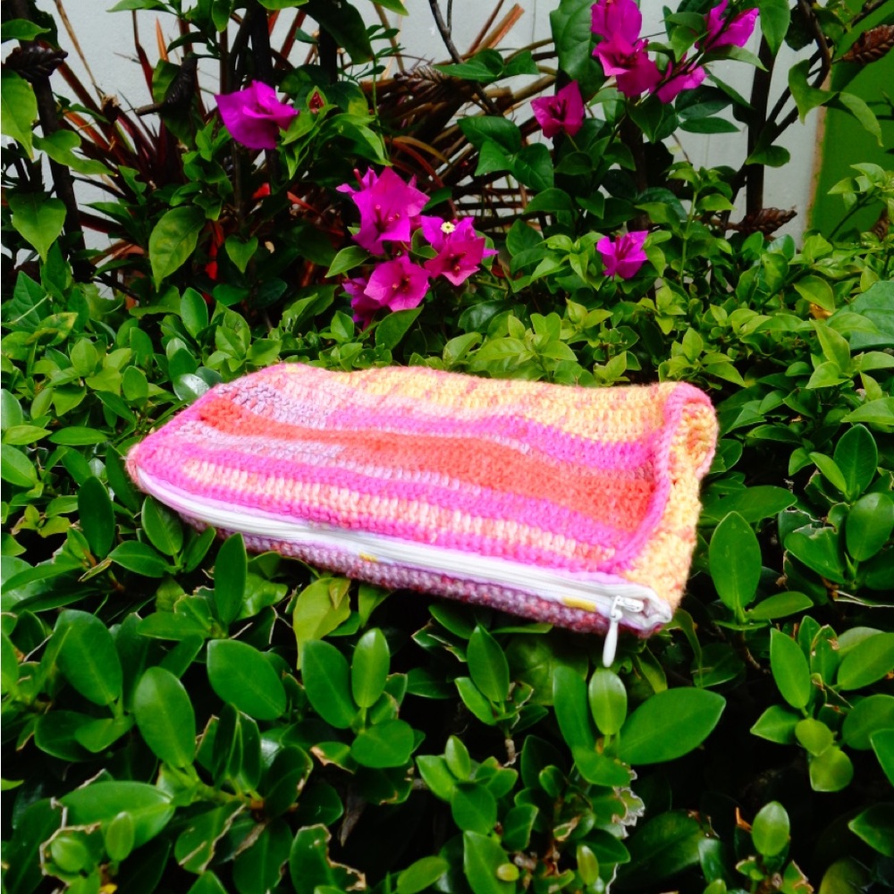 Colorful Crochet Zipper Pouch